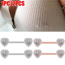 2pcs New Luxury Hearts Bar Rhinestone Sexy Piercing Nipple Bars Body Jewelry UK