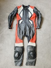 JTS Leather 1 Piece Motorcycle Suit Armour Sliders Size 44 Black Red