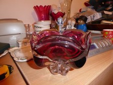 Stunning multi coloured  studio art glass bowl decoration heavy
