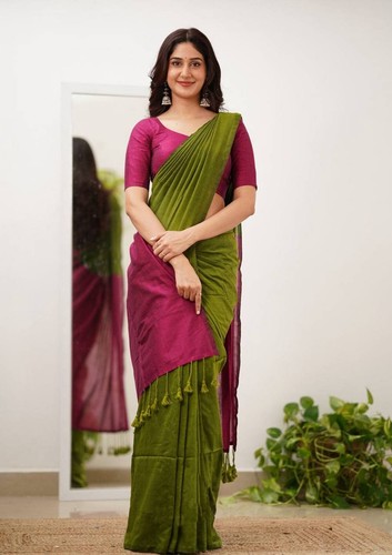 Green party wear saree - party,