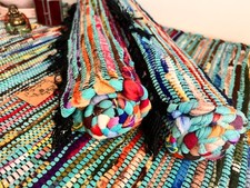 Indian Rag Rug Turquoise Blue