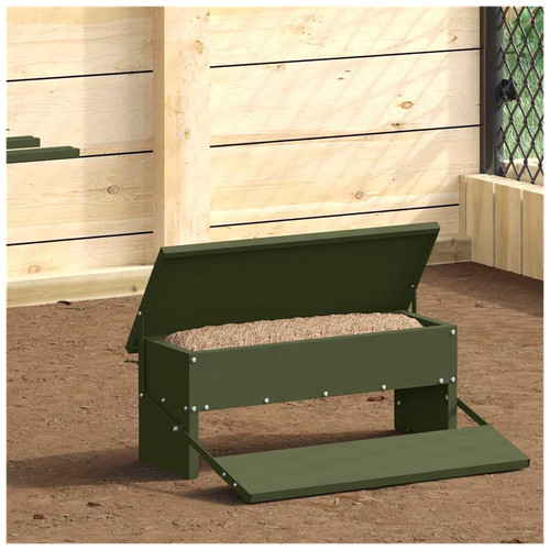Chicken treadle feeder olive - treadle,
