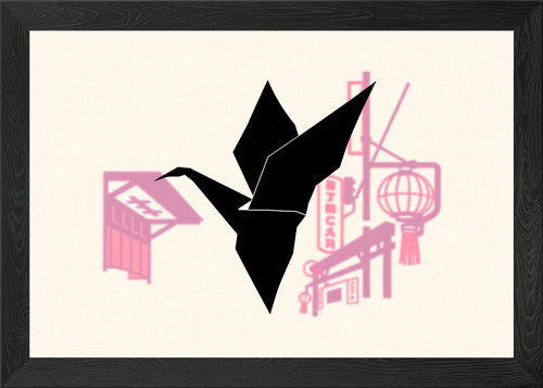 Origami crane flying - crane, through