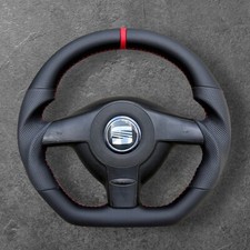 SEAT LEON MK1 FR CUSTOM MADE FLAT BOTTOM SPORT BLACK LEATHER STEERING WHEEL