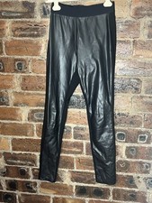 L K BENNETT BLACK FAUIX LEATHER/FABRIC SKINNY TROUSERS FIT SIZE 10