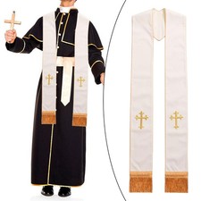 Stole with Golden Cross Embroidery Clergy Holy Stole Priest Stole 135 cm x 12cm