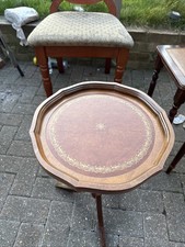 The Bombay Company Vintage Pie Crust Edge Brown Leather Tripod