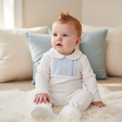 Baby boy velour sleepsuit - baby,