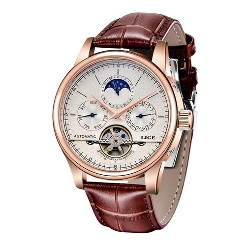 Tourbillon leather watch men - watch, men's