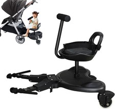 Universal Buggy Board with Seat, 2 in 1 Pram Standing Board, 2-6 Years Load 25kg