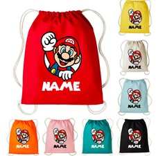 Personalised Super Mario Drawstring Bag Back To School Your Name Rucksack Bag