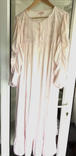 Vintage 1950  long Cotton Nightgown Made By Whispers. Embroidery Flowers