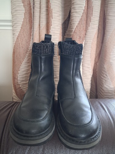 Girls clarks black leather - girls,