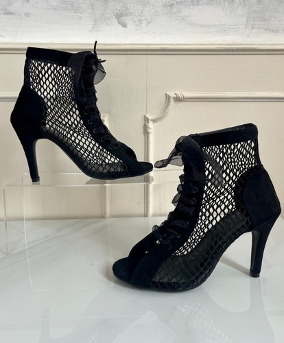 New black faux suede open - -,
