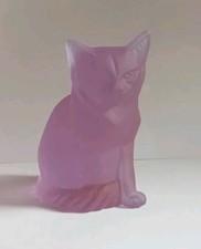 Vintage Cesare Toso Murano Italy Moulded Alexandrite Glass Cat Original Label 