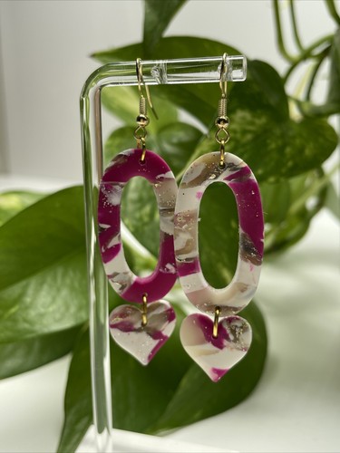 Heart dangle polymer clay - heart,