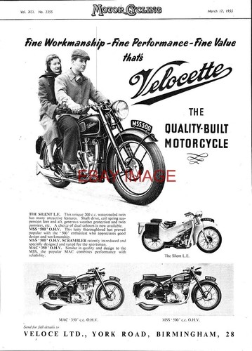 1955 advert for - advert, velocette