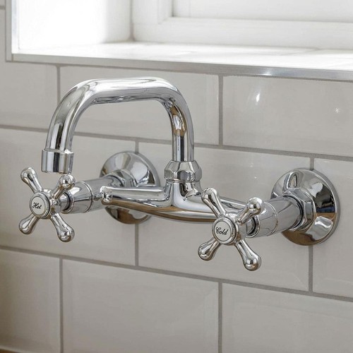 Wall mounted kitchen mixer tap - mounted,