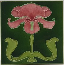 Antique Fireplace Tile Green