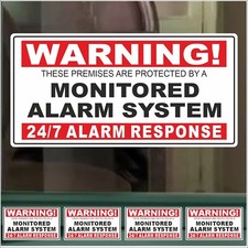 4 x Stickers Premises Alarm  System Sign Monitored Security Notice Window Labels