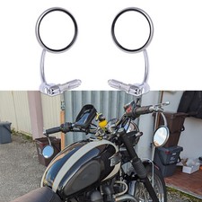Pair 7/8" Bar End Mirrors Rearview Chrome Round For Triumph Cafe Racer Bobber
