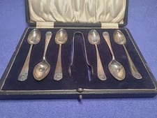 SET 6 SOLID SILVER TEASPOONS &