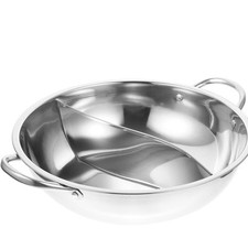 Luxshiny Stainless Steel Stock Pot, Shabu Pot Hot Pot With Divider Chinese Pot