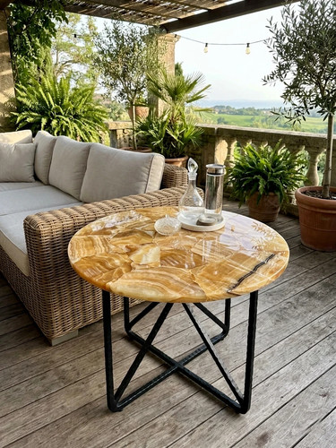 Honey onyx end side table - onyx,