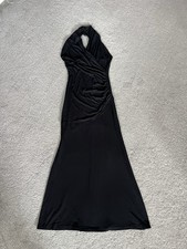 Isabella Oliver Size 10 Black Stretch Maternity Halter Neck Midi Occasion Dress