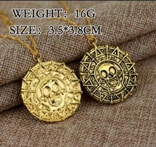 Pirates Of The Caribbean Necklace Jack Sparrow Aztec Coin Medallion Jewellery 