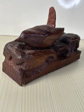 Vintage Hand-Carved Dark Wood