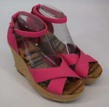 Ladies Pink Rocket Dog Espadrille Wedge Heel Cross Strap Sandals Size UK 6.