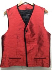 Stylish Red Satin Trimmed Waistcoat Pit - Pit 20" Buckle Back Lined Length- 24"