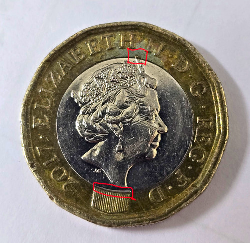 Mis centred mint error - £1, one