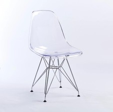 Niches Transparent Clear Chrome Legs Dining Chair Office Restaurant Vanity Chair