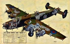 Vintage Handley Page Halifax Bomber World War Two Poster Print A3/A4