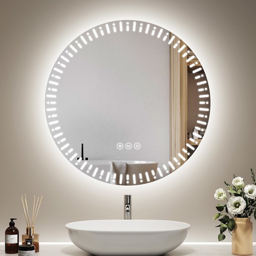 Round led bathroom mirror with - round,