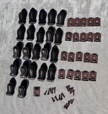 26 x Vintage Art Deco Coppered Carpet Stair Runner Clips Grips With Mounts