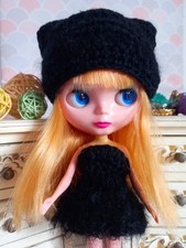 Handmade Hat And Dress For Blythe Or Tangkou Dolls  Black Dress Hat