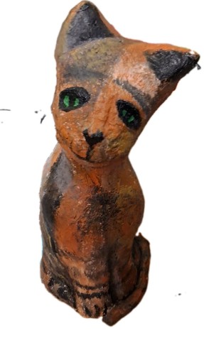 Paper mache cat - paper, sculpture