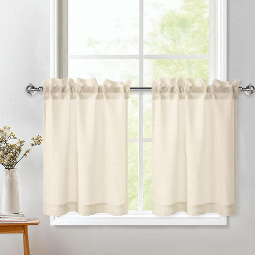 Beige kitchen curtains - beige,