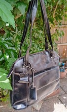 L Credi Black Leather Shoulder Bag Very Good Clean Condition 