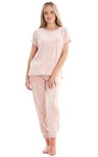 Ladies Soft Touch Short Sleeve Pink PJ'S Velour Pyjama Set Lounge Wear