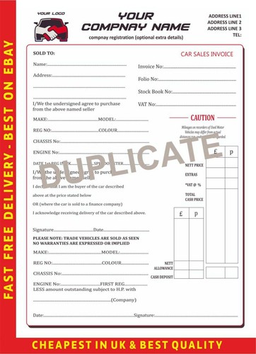 Used car sales invoice - used,