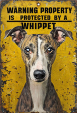 Warning Whippet Security metal sign, Whippet Security Plaque, Whippet Sign