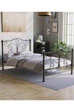 Metal Bed Single Double King Size Slat Base Headboard Set Bedroom Furniture