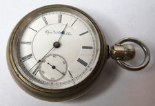 ANTIQUE 1892 MENS ELGIN POCKET WATCH 17'J LEVER SET SILVERODE 2 1/4" & 133gr RUN