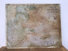 ANTIQUE GREAT WESTERN RAILWAY LITHOGRAPH TIN PLATE SIGN,  GWR MAP OF THE SYSTEM
