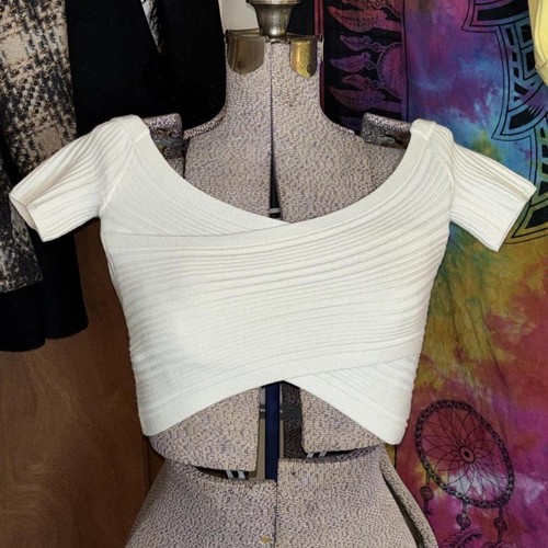 Aerie white ribbed crop - , top