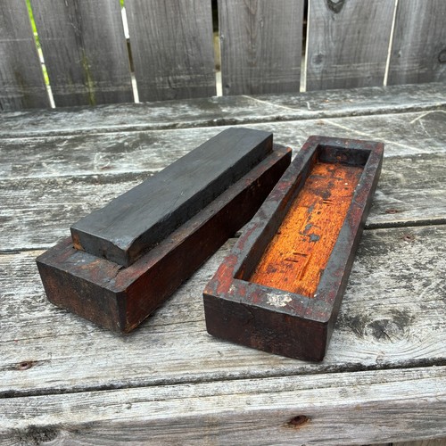 Old sharpening stone with - old, 8"
